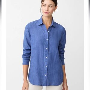 J.McLaughlin Britt Linen Long Sleeve Button Front Chambray Blouse Shirt Top 8